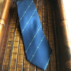 Lanvin Paris vintage 100% silk tie navy blue